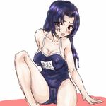  blue_hair breasts covered_nipples idolmaster idolmaster_(classic) idolmaster_1 large_breasts long_hair lowres miura_azusa name_tag one-piece_swimsuit osakana_(denpa_yun'yun) school_swimsuit sketch solo swimsuit 