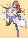  armor boots breasts cleavage copyright_request elbow_gloves gloves huge_breasts kei_jiei solo thighhighs 