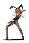  animal_ears brown_hair bunny_ears bunnysuit guitar guitar_tapping instrument kusaka_souji pantyhose short_hair solo stance suzumiya_haruhi suzumiya_haruhi_no_yuuutsu 
