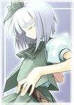  bob_cut bow closed_eyes hair_bow hand_on_hilt jirou_(chekoro) konpaku_youmu profile short_hair silver_hair smile solo sword touhou weapon 