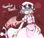  bat_wings blue_hair fingernails hat hat_ribbon k_(li) long_fingernails red_eyes remilia_scarlet ribbon short_hair solo touhou wings 