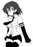  greyscale kusanagi_tonbo miniskirt monochrome original skirt solo thighhighs zettai_ryouiki 