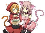  alice_in_wonderland animal_ears cat_ears cheshire_cat grimm's_fairy_tales little_red_riding_hood little_red_riding_hood_(grimm) multiple_girls tail thighhighs 