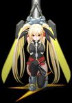  bardiche belt dual_wielding energy_sword fate_testarossa gauntlets hair_ribbon holding long_hair lyrical_nanoha mahou_shoujo_lyrical_nanoha_strikers one_knee red_eyes ribbon solo sword t2r thighhighs twintails weapon 