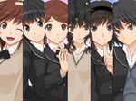  amagami ayatsuji_tsukasa black_eyes black_hair blue_eyes bow brown_hair hairband highres messy_hair morishima_haruka multiple_girls nakata_sae nanasaki_ai open_mouth sakurai_rihoko school_uniform smile sweater tanamachi_kaoru wink 