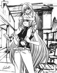  blush carrying greyscale leoheart long_hair lyrical_nanoha mahou_shoujo_lyrical_nanoha mahou_shoujo_lyrical_nanoha_a's mahou_shoujo_lyrical_nanoha_strikers monochrome multiple_girls open_mouth recording reinforce reinforce_zwei shoulder_carry smile time_paradox viewfinder 