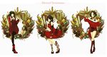  a~chan black_hair boots bridal_gauntlets christmas dress gloves kashiyuka maru_(memoriatechnica) merry_christmas multiple_girls nocchi_(perfume) pantyhose perfume ponytail santa_costume thighhighs 