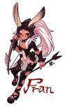  animal_ears archery bf._(sogogiching) bow_(weapon) bunny_ears character_name cleavage_cutout dark_skin final_fantasy final_fantasy_xii fran revealing_clothes simple_background solo viera weapon white_background 