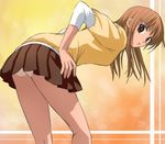  aishiteruze_baby brown_hair haruyama_kazunori leaning_forward looking_back panties school_uniform skirt solo sweater tokunaga_kokoro underwear undressing upskirt 