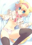  alice_margatroid animal_ears bad_id bad_pixiv_id black_legwear blonde_hair blue_eyes blush breasts capelet cat_ears cat_tail frilled_panties frills hairband kemonomimi_mode lingerie navel no_pants panties short_hair small_breasts solo tail thighhighs tokira_nozumi topless touhou underboob underwear white_capelet white_panties 