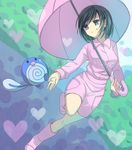  bad_id bad_pixiv_id black_hair blue_eyes gen_1_pokemon parasol parasol_lady_(pokemon) pokemon pokemon_(creature) pokemon_(game) pokemon_bw poliwag saku_(pixiv) skirt smile umbrella 