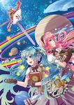  aqua_eyes aqua_hair bad_id bad_pixiv_id banned_artist book bow bowtie cat dog dress fish gloves hair_ribbon hatsune_miku long_hair megurine_luka multiple_girls open_mouth pink_hair planet rainbow ribbon satellite shiori_(artist) sky smile space space_craft star star_(sky) starry_sky twintails very_long_hair vocaloid voyager whale 
