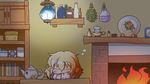  blonde_hair companion_cube fire mizuhashi_parsee sleeping touhou 