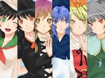  amagami bad_id bad_pixiv_id black_hair blonde_hair blue_eyes blue_hair brown_eyes brown_hair column_lineup green_eyes grey_hair hachigo_(hachi-5) hijiri_byakuren hood houjuu_nue kumoi_ichirin multiple_girls murasa_minamitsu nazrin orange_eyes toramaru_shou touhou undefined_fantastic_object yellow_eyes 