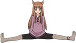 animal_ears barefoot brown_hair horo long_hair red_eyes spice_and_wolf transparent vector wolfgirl 