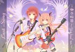  angel_beats! guitar instrument iwasawa long_hair microphone microphone_stand multiple_girls pink_eyes pink_hair red_eyes red_hair school_uniform serafuku short_hair sleeves_rolled_up twintails wings yoshino_(keyhuko) yui_(angel_beats!) 