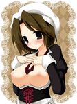  breasts brown_hair dress large_breasts maid nipples rionoil shannon solo umineko_no_naku_koro_ni 