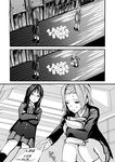  akiyama_mio bad_id bad_pixiv_id comic glaring greyscale hairband k-on! long_hair monochrome multiple_girls paper school_uniform short_hair sweat tainaka_ritsu translated watanore 