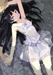  afloat armpits black_hair covered_nipples dress flat_chest gokou_ruri hime_cut holding_hands hyocorou long_hair nipples ore_no_imouto_ga_konna_ni_kawaii_wake_ga_nai out_of_frame purple_eyes see-through solo_focus sundress wet wet_clothes 