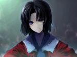  bad_id bad_pixiv_id black_hair blood blue_eyes bruise hara_takehito injury jacket japanese_clothes kara_no_kyoukai kimono red_jacket ryougi_shiki short_hair solo 