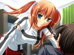  cross erika_inaba futari_no_erika green_eyes orange_hair twintails 