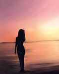  dancho_(danch) highres ocean original silhouette solo sun sunset thigh_gap 