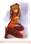  :d absurdres blue_eyes bodysuit breasts brown_hair calendar_(medium) december evangelion:_2.0_you_can_(not)_advance hand_on_own_knee highres honda_takeshi long_hair multicolored multicolored_bodysuit multicolored_clothes neon_genesis_evangelion november one_knee open_mouth orange_bodysuit plugsuit rebuild_of_evangelion red_bodysuit shikinami_asuka_langley small_breasts smile solo souryuu_asuka_langley test_plugsuit 