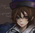  brown_hair face hat heterochromia kidojiru rozen_maiden short_hair solo souseiseki 