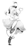  blush greyscale harusame_(unmei_no_ikasumi) hat komeiji_koishi monochrome open_mouth outstretched_arms smile solo touhou 