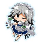  bad_id bad_pixiv_id braid chibi grey_eyes izayoi_sakuya knife maid maid_headdress noai_nioshi silver_hair solo touhou twin_braids 