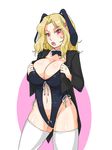  animal_ears blonde_hair breasts bunny_ears bunnysuit cleavage huge_breasts jt_dong-agyoku original red_eyes solo thighhighs 