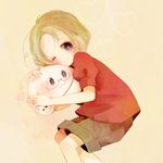  :3 axis_powers_hetalia bad_id bad_pixiv_id blonde_hair blush canada_(hetalia) glasses heart hug male_focus no_eyewear one_eye_closed poco24 purple_eyes smile solo stuffed_toy 