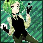  bad_id bad_pixiv_id card formal gloves green_eyes green_hair gumi heart holding holding_card horns inuzuka_pochi lowres necktie poker_face_(vocaloid) short_hair solo suit vocaloid 