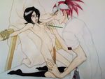  abarai_renji bdsm black_hair black_legwear bleach blush bondage bound bound_arms brush erect_nipples feathers footwear kuchiki_rukia naked nipple_tickling nipples nude paintbrush pubic_hair purple_eyes pussy red_hair socks tickling tied_up uncensored undressing zabi2066 