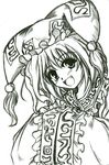  amamizu_(myofuu_kai) close-up fang greyscale hat long_sleeves monochrome open_mouth short_hair sketch smile solo touhou yakumo_ran 