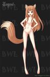  animal_ears ass_visible_through_thighs barefoot blush crossover hair_censor hair_over_breasts hands_on_hips holo legs long_hair nefarian no_nipples no_pussy nude orange_hair red_eyes slender_waist smile solo spice_and_wolf tail teeth warcraft wolf_ears wolf_tail worgen world_of_warcraft 