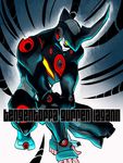  armor copyright_name gradient gradient_background horn katou_(hyaena) lazengann looking_down mecha no_humans solo squatting tengen_toppa_gurren_lagann yellow_eyes 