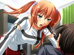  cross erika_inaba female futari_no_erika green_eyes orange_hair twintails 