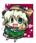  bad_id bad_pixiv_id blush chibi green_eyes green_hair hat hat_ribbon komeiji_koishi noai_nioshi ribbon short_hair skirt solo sun_hat third_eye touhou 