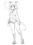  alternate_costume animal_ears buruma can greyscale gym_uniform jacket kneehighs monochrome mouse_ears mouse_tail nazrin shinobe shoes short_hair sneakers solo sweat tail touhou towel track_jacket translated zipper 