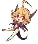  ahoge blonde_hair bracelet brooch chibi dragon_tail fang genderswap genderswap_(mtf) horns jewelry lowres navel nefarian nefarian_(warcraft) personification red_eyes short_hair solo tail thighhighs warcraft white_legwear wings world_of_warcraft 