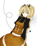  alternate_hairstyle arms_behind_back bad_id bad_pixiv_id blonde_hair kamata_yuuya kurodani_yamame short_hair short_twintails silk smile solo spider_web touhou twintails 