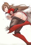  1girl artist_request ass boots breasts brown_hair cygames frills galmieux_omen_of_disdain large_breasts long_hair open_mouth orange_eyes panties scales shadowverse shiny shiny_skin skirt smile solo thighhighs underwear upskirt 