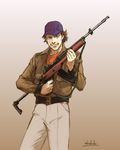  aka_bobo brown_eyes brown_hair gun h.m._&quot;howling_mad&quot;_murdock highres jacket male_focus pants rifle ruger_mini-14 shirt solo the_a-team weapon 