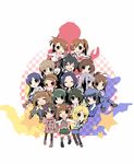  6+girls akizuki_ritsuko akizuki_ryou amami_haruka bad_id bad_pixiv_id blush chibi closed_eyes everyone futami_ami futami_mami ganaha_hibiki hagiwara_yukiho hidaka_ai hoshii_miki idolmaster idolmaster_(classic) idolmaster_2 idolmaster_dearly_stars kikuchi_makoto kisaragi_chihaya minase_iori miura_azusa mizutani_eri multiple_girls one_eye_closed open_mouth otonashi_kotori pantyhose pun2 shijou_takane silhouette smile takatsuki_yayoi 