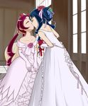  blue_hair closed_eyes couple dress hanasaki_tsubomi happy heartcatch_precure! highres kiss kurumi_erika multiple_girls precure red_hair seriza_(hidepu) wedding wedding_dress wife_and_wife yuri 