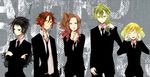  2girls 3boys ahoge bel_(pokemon) bell_(pokemon) black_(pokemon) black_hair blonde_hair blue_eyes bored brown_eyes brown_hair cheren_(pokemon) closed_eyes crossed_arms everyone eyes_closed formal glasses green_eyes green_hair long_hair multiple_boys multiple_girls n_(pokemon) necktie open_clothes open_mouth open_shirt pokemon pokemon_(game) pokemon_black_and_white pokemon_bw ponytail shirt short_hair smile suit tongue touko_(pokemon) touya_(pokemon) white_(pokemon) 