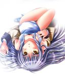  angel_beats! blazer blurry brown_eyes depth_of_field downblouse grey_hair jacket lying otoki_raku school_swimsuit school_uniform solo swimsuit swimsuit_under_clothes tenshi_(angel_beats!) thigh_gap white_school_swimsuit white_swimsuit 