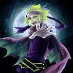  blonde_hair gengar lowres male male_focus outdoors pokemon sky solo 