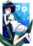  anchor bad_id bad_pixiv_id black_hair green_eyes hat looking_back minemura murasa_minamitsu sailor sailor_collar sailor_hat short_hair smile socks solo touhou 